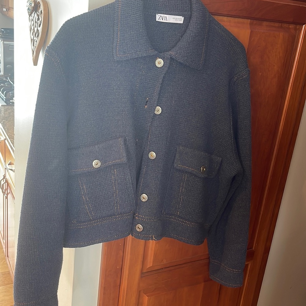 Denim looking Zara sweater jacket size medium
